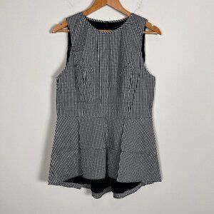 White House Black Market Black and White Checkered Top